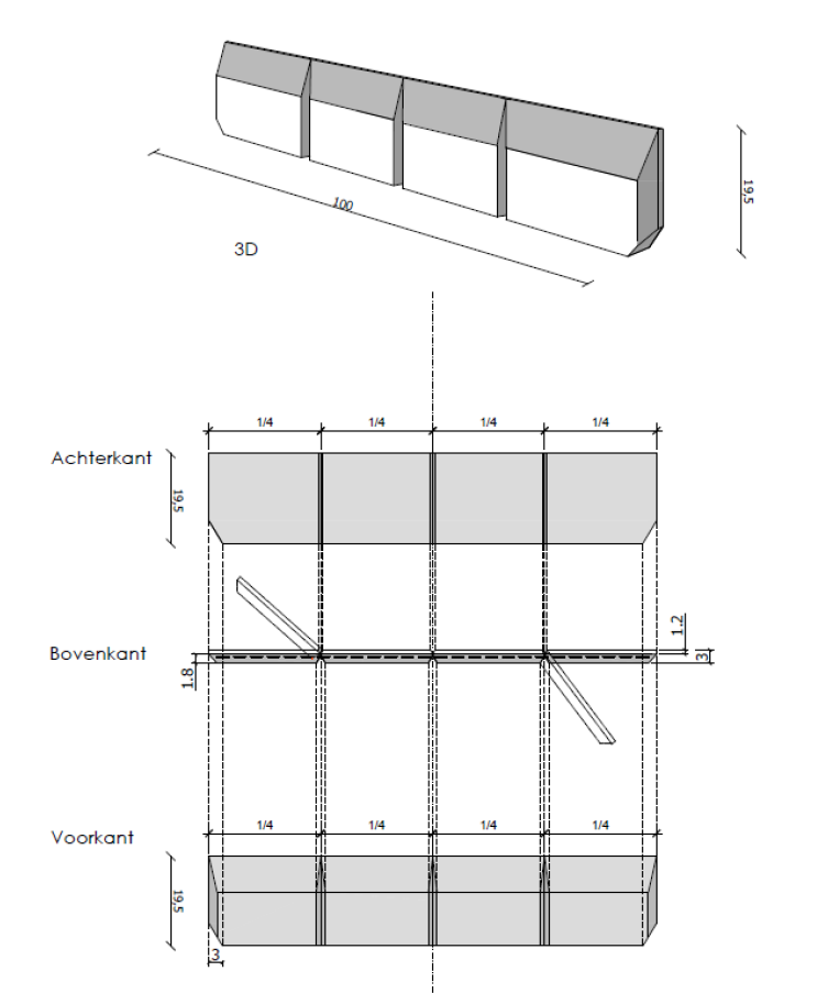 Borduur Wirtz PLY 1m/20/3-1,2 cm grijs - plooibaar - Af. per palet (96 st.)