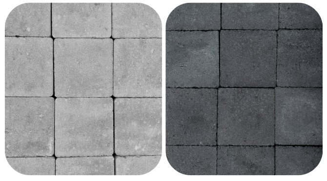 Damme 15/15/6 cm ongetrommeld (rechte kanten) grijs of zwart - los af