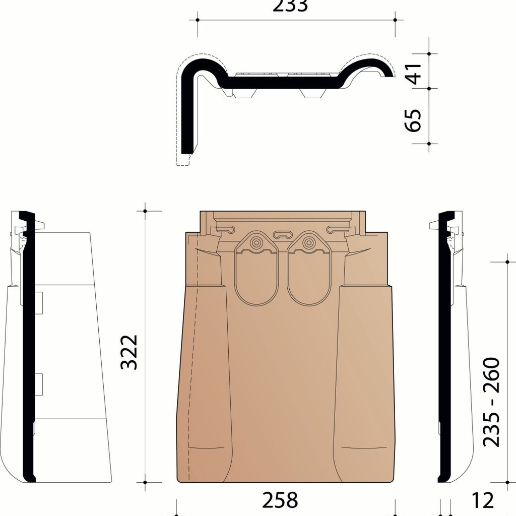 Gevelpan links Vario 18 - mat zwart - 12842538