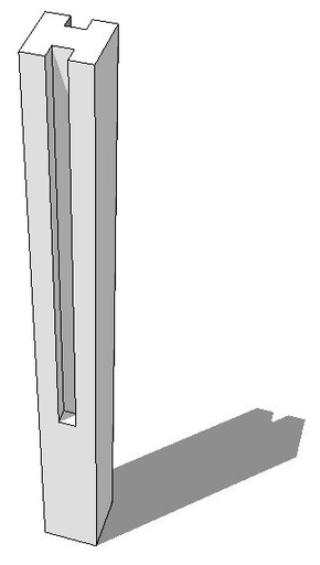 [2130] stijl (betonpaal) 38.5cm gleuf 40 cm voet